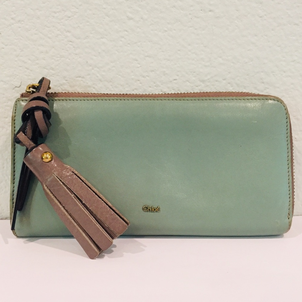 CHLOE Zip Clutch/Wallet with Tassel Zipper